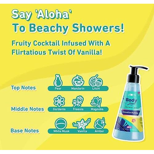 Plum Bodylovin' Hawaiian Rumba Shower Gel | Sls-Free Body Wash For Women & Men | Long Lasting Beachy Fragrance | Body Cleanser With Aloe-Infused Nourishing Formula For Soft & Smooth Skin - 240Ml