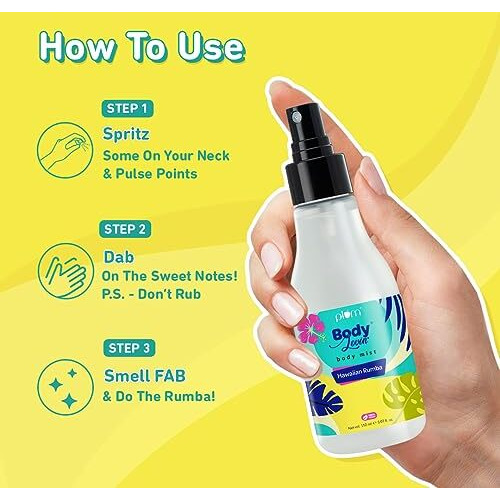 Plum Bodylovin Hawaiian Rumba Body Mist For Women | Refreshing Long Lasting Tropical Fragrance | Perfume Body Spray For Women | Vegan & Paraben Free | Travel Friendly Beachy Fresh Scent | 150Ml