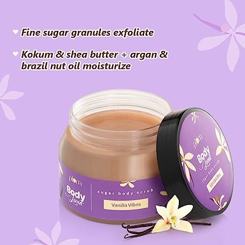 Plum Bodylovin' Vanilla Vibes Sugar Body Scrub | The Ideal Winter Body Scrub | Brazil Nut Oil | Skin Brightening | Deep Moisturization | 100% Vegan