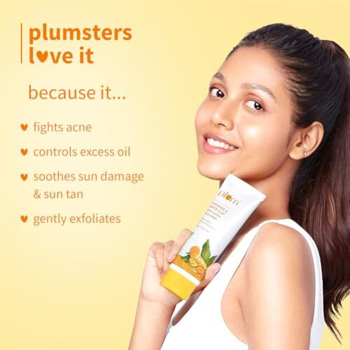 Plum Turmeric & White Clay Acne Action Face Wash | Fights Acne & Controls Excess Oil | With Turmeric & Orange Peel | Non-Drying, Clay-Based, Sulphate Free Face Wash | 100% Vegan | 100Ml