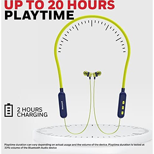 Honeywell Moxie V20 Bluetooth V5.0 In Ear Wireless Neckband With Mic, 20H Playtime, 10Mm Drivers, Integrated Controls, Deep Bass, Ipx4, Voice Assistant Enabled, Magnetic Earbuds