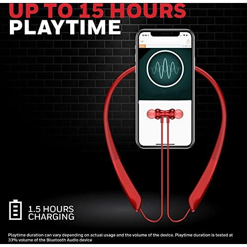 Honeywell Trueno U10 Bluetooth V5.1+Edr In Ear Wireless Neckband With Mic, 15H Playtime, 10Mm Drivers, Integrated Controls, Deep Bass, Ipx4, Voice Assistant Enabled, Magnetic Earbuds