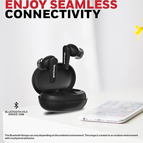 Honeywell Trueno U5000 Truly Wireless Anc Earbuds, Bluetooth V5.0, 16 Hrs Non-Stop Music In 1 Hr Of Charge, Noise Cancelling With Anc, High Bass, 260Mah Battery, Ipx4 Water Resistance, Voice Assistant