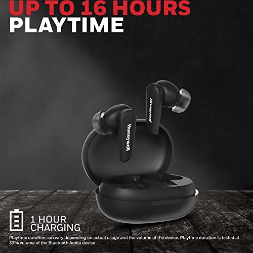 Honeywell Trueno U5000 Truly Wireless Anc Earbuds, Bluetooth V5.0, 16 Hrs Non-Stop Music In 1 Hr Of Charge, Noise Cancelling With Anc, High Bass, 260Mah Battery, Ipx4 Water Resistance, Voice Assistant