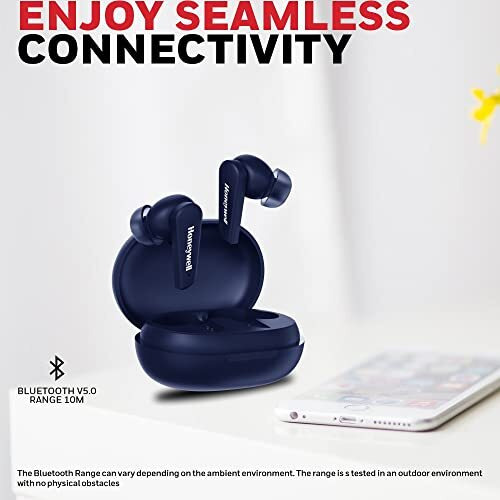 Honeywell Trueno U5000 Truly Wireless Anc Earbuds, Bluetooth V5.0, 16 Hrs Non-Stop Music In 1 Hr Of Charge, Noise Cancelling With Anc, High Bass, 260Mah Battery, Ipx4 Water Resistance, Voice Assistant
