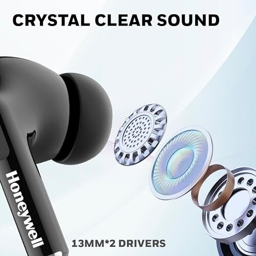 Honeywell Moxie V1200 Bluetooth Tws Earbuds With 26H Of Playtime, Type C Fast Charging, Ipx4 Water Resistant, Bluetooth V5.3, 13Mm*2 Drivers, Voice Assistant, 2 Years Manufacturer Warranty - Black