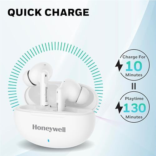 Honeywell Moxie V1200 Bluetooth Tws Earbuds With 26H Of Playtime, Type C Fast Charging, Ipx4 Water Resistant, Bluetooth V5.3, 13Mm*2 Drivers, Voice Assistant, 2 Years Manufacturer Warranty - White