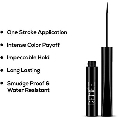 Renee Extreme Stay Liquid Eyeliner 3X Black 4.5Ml, Intense, Vibrant Color Payoff | One Swipe, Long Lasting, Matte, Waterproof, Smudge-Proof All Day Shades | Infused With Castor Oil - Vegan