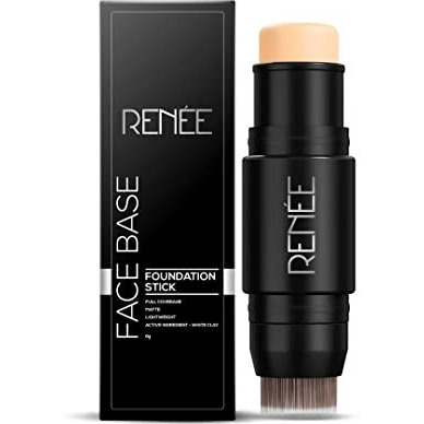 Renee Face Base Foundation Stick With Applicator Chai Tea 8Gm| Enriched With White Clay| Weightless & Long-Lasting Formula| Velvet Matte Finish