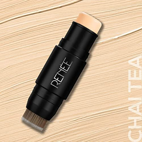 Renee Face Base Foundation Stick With Applicator Chai Tea 8Gm| Enriched With White Clay| Weightless & Long-Lasting Formula| Velvet Matte Finish