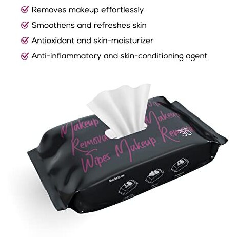 Renee Makeup Removal Wipes 30 Count, Effortlessly Erase Makeup, Hydrate & Soothe Skin With Cucumber & Aloe Vera Extracts -Extracts - Antioxidant, Anti-Inflammatory & Skin-Conditioning Formula