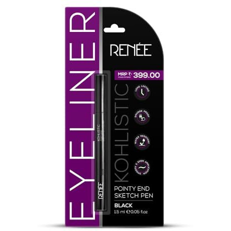 Renee Pointy End Sketch Pen Smudge Proof Eyeliner - Matte Finish, Light Weight, Water Resistant, Long Stay Highly Pigmented With One Stroke Application Formula - Black