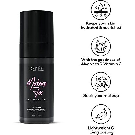 Renee Makeup Fixer Setting Spray 60Ml| Infused With Aloe Vera & Niacinamide| Prevents Cracks, Minimizes Pores & Fine Lines| Long Lasting & Weightless Formula