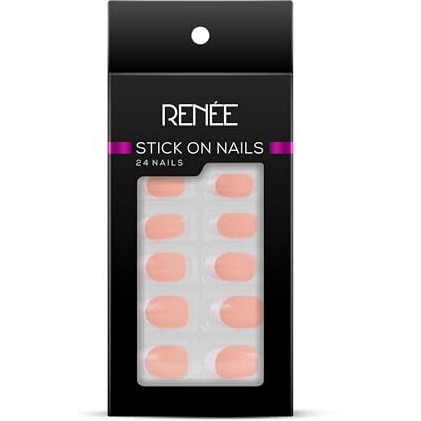 Renee French Stick On Nails - Ftn 01-24 Reusable Artificial Fake Nail Set- Lightweight & Long Lasting- Easy To Use- Quick Fix For Festivals & Special Occasions