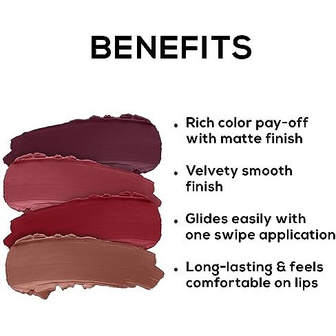 Renee Very Matte - Pack Of 4 Matte Lipsticks, Intense Color Pay Off, Full Coverage Long Lasting Weightless Velvety Formula