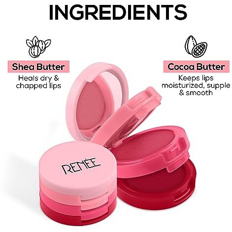 Renee Glam Stack 3-In-1 Lip & Cheek Tint - Pink 4.5G - 3 Shades In 1, Rich Creamy Natural Seamless Finish, Smooth & Blendable Formula - Travel Friendly, Quick & Easy To Use