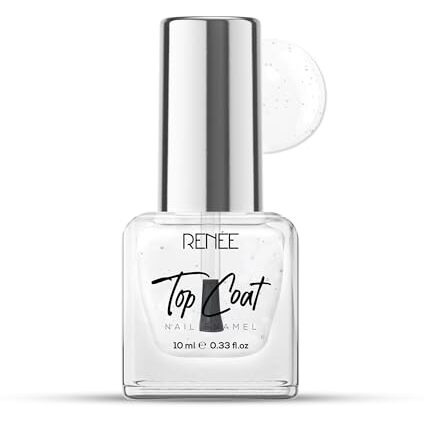 Renee Top Coat Glossy Finish Nail Enamel, Quick Drying, Long Lasting, Chip Resisting Formula With High Shine & Full Coverage, One Stroke Application, Translucent Layer, 10 Ml