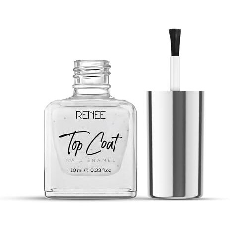 Renee Top Coat Glossy Finish Nail Enamel, Quick Drying, Long Lasting, Chip Resisting Formula With High Shine & Full Coverage, One Stroke Application, Translucent Layer, 10 Ml