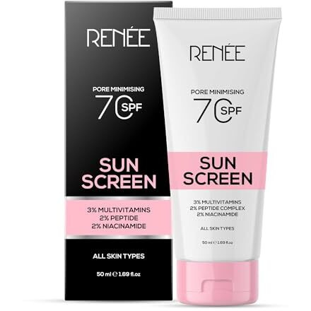 Renee Pore Minimizing Sunscreen Spf 70 With 2% Niacinamide For All Skins, 2% Peptide & 3% Multivitamins, 50Ml