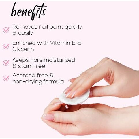 Renee Nail Paint Remover, 30Ml - Moisturizing, Acetone Free, With Vitamin E & Glycerin For Nourished, Stain Free Nails - Quick, Effective, Gentle Nail Polish Remover For All Types Of Nail Polish