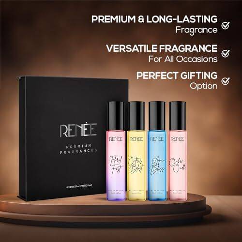 Renee Women's Signature Liquid Perfume Gift Set Pack Of 4 Eau De Parfum-Long-Lasting Premium Scents, Floral Fest, Aqua Bliss, Citrus Blast, Ombre Oud, For All The Occasion, 15Ml Each