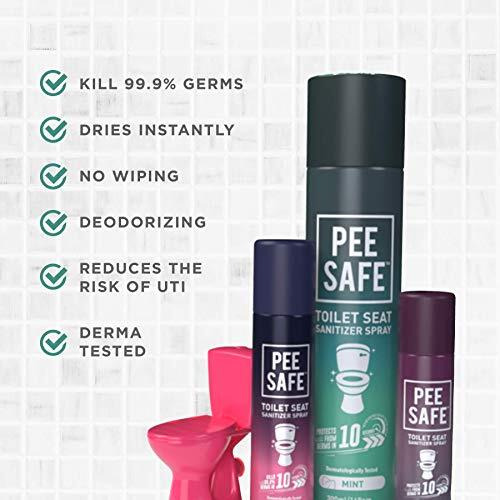 Peesafe Toilet Hygiene Combo For Women | Toilet Seat Sanitizer Mint (50 Ml) With Disposable Toilet Seat Cover (10 N) | Protects Against Germs | Easy To Carry | Travel Friendly Pack