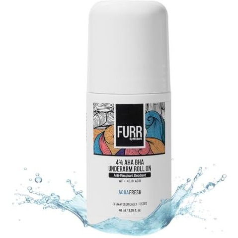 Furr 4% Aha Bha Underarm Roll On With Kojic Acid | 40Ml | Aqua Fresh Fragrance | Helps Reduce Pigmentation, Prevents Body Odour & Brightens Skin | Dermatologically Tested | Antiperspirant
