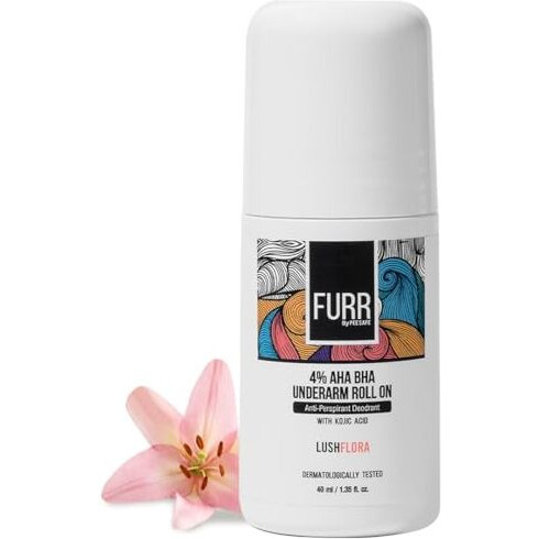 Furr 4% Aha Bha Underarm Roll On With Kojic Acid | Lush Flora Fragrance | 40Ml | Helps Reduce Pigmentation, Prevents Body Odour & Brightens Skin | Dermatologically Tested | Antiperspirant