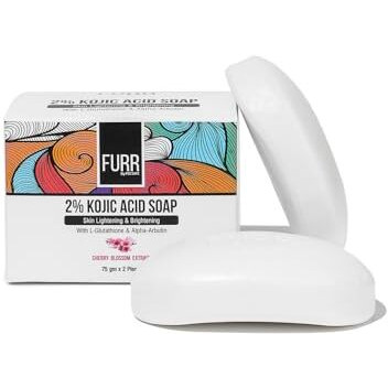 Furr 2% Kojic Acid Soap With Glutathione & Alpha-Arbutin | Cherry Blossom Extract | Reduces Pigmentation | Gently Exfoliates | Unisex | Suitable For All Skin Types | 75G (Pack Of 2)