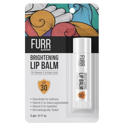Furr 1% Vitamin C & Kojic Acid Brightening Lip Balm With Spf 30 | Heals, Hydrates & Softens | Reduces Pigmentation | Almond Oil, Shea Butter, Vitamin E Infused | Lip Balm For Soft Glossy Lips | Unisex