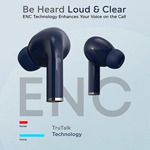 Ptron Newly Launched Bassbuds Neo Tws Earbuds, Hd Mic & Trutalk Enc Calls, Game/Music Modes, 35Hrs Playtime, In-Ear Bluetooth 5.3 Headphones, Type-C Fast Charging & Ipx5 Water Resistant (Blue)