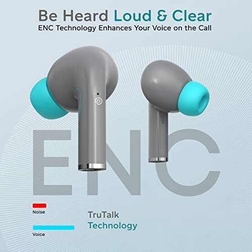Ptron Newly Launched Bassbuds Neo Tws Earbuds, Hd Mic & Trutalk Enc Calls, Game/Music Modes, 35Hrs Playtime, In-Ear Bluetooth 5.3 Headphones, Type-C Fast Charging & Ipx5 Water Resistant (Grey)