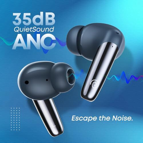 Ptron Zenbuds Ultima Anc Earbuds, 35Db Quietsound Anc, 4 Quadpro Mics With Trutalk Enc Calls, 4D Panaromic Audio, Transparency Mode, 50Hrs Playtime, In Ear Bt 5.3 Wireless Headphones & Ipx5 (Blue)