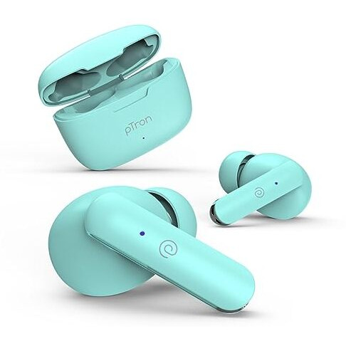Ptron Bassbuds Duo In-Ear Wireless Earbuds, Immersive Sound, 32Hrs Playtime, Clear Calls Tws Earbuds, Bluetooth V5.1 Headphone, Type-C Fast Charging, Voice Assistant & Ipx4 Water Resistant(Mint Green)