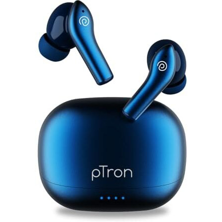 Ptron Newly Launched Zenbuds Evo X1 Pro In-Ear Tws Earbuds, 65Hrs Playtime, Quad Mic Trutalk Enc Calls, Deep Bass, Bluetooth 5.3 Headphone,Fast Type-C Charging,Voice Asst. Touch Controls & Ipx5 (Blue)