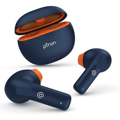 Ptron Bassbuds Nx In Ear Tws Earbuds, Trutalk Ai-Enc Calls, 32Hrs Playtime, 13Mm Drivers, Bluetooth 5.3 Wireless Headphone, Voice Assistant, Type-C Fast Charging & Ipx5 Water Resistant(Blue)