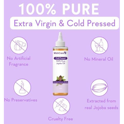 Wishcare Pure Cold Pressed Natural Unrefined Jojoba Oil - Moisturizer For Skin, Hair And Nails, 100 Ml