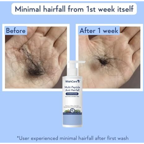 Wishcare Multi Peptide Anti Hairfall Conditioner - For Women & Men -Hair Conditioner For Frizzy Hair- Rice Water, Rosemary, Capilia Longa, Hyaluronic Acid & Caffeine 200Ml