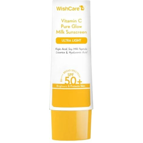 Wishcare Vitamin C Pure Glow Milk Sunscreen Spf 50 Pa++++ - Ultra Light Weight, Oil Free With Broad Spectrum Protection & No White Cast - 50G