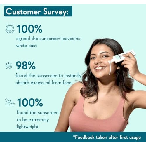 Wishcare 5% Niacinamide Oil Balance Fluid Sunscreen Spf 50 Pa++++ With 8 Hrs+ Spf Protection- Lightweight Matte Sunscreen Spf 50 For Oily Skin & No White Cast 50G