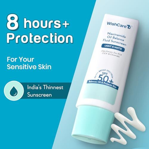 Wishcare 5% Niacinamide Oil Balance Fluid Sunscreen Spf 50 Pa++++ With 8 Hrs+ Spf Protection- Lightweight Matte Sunscreen Spf 50 For Oily Skin & No White Cast 50G