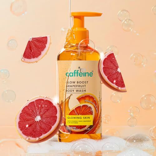 Mcaffeine Glow Boost Grapefruit Body Wash | Fruity Grapefruit Aroma | Vitamin C Rich & 5% Glycerine | Deep Cleanse, Detan For Soft & Smooth Skin | Fragrance Shower Gel For All Skin Types- 300 Ml