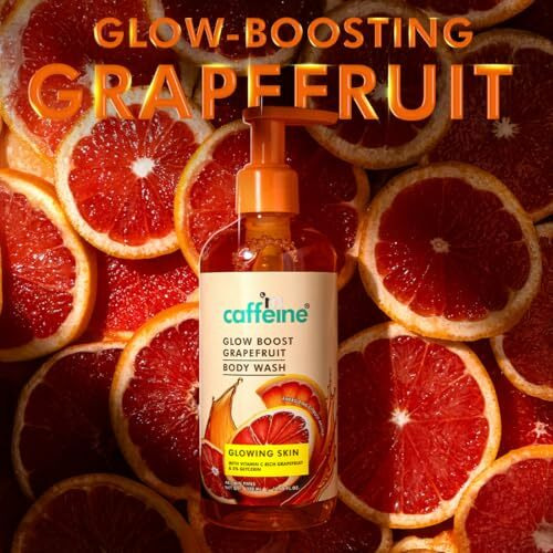Mcaffeine Glow Boost Grapefruit Body Wash | Fruity Grapefruit Aroma | Vitamin C Rich & 5% Glycerine | Deep Cleanse, Detan For Soft & Smooth Skin | Fragrance Shower Gel For All Skin Types- 300 Ml