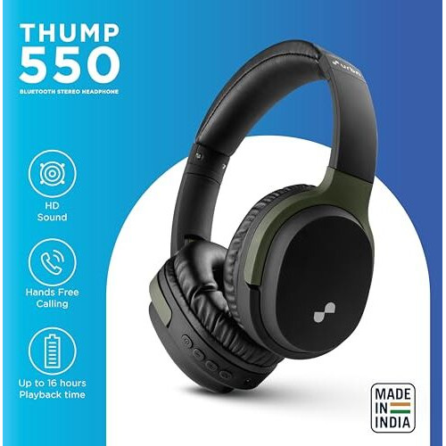 Urbn Thump 550 Bluetooth 5.4 Wireless On Ear Headphone | Hd Sound | Deep Bass | In-Built Mic | Type-C Charging | Foldable | Aux | Micro Sd Card | 1 Year Replacement Warranty (Camo)
