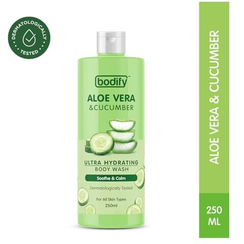 Bodify Aloe Vera & Cucumber Ultra Hydrating Body Wash, 250 Ml | Soothe & Calm | Paraben Free | All Skin Types