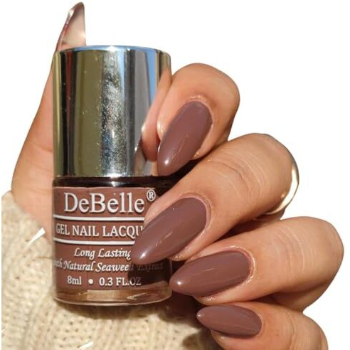 Debelle Gel Glossy Finish Nail Lacquer Woody Chocolate (Light Chocolate Brown) 8Ml - Enriched With Natural Seaweed Extract, Cruelty Free, Toxic Free