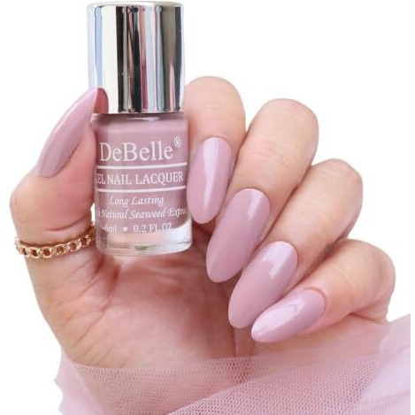 Debelle Gel Nail Polish Blissful Elizabeth(Light Pink Mauve Nail Paint)|Non Uv - Gel Finish |Chip Resistant | Seaweed Enriched Formula| Long Lasting|Cruelty And Toxic Free| 6Ml