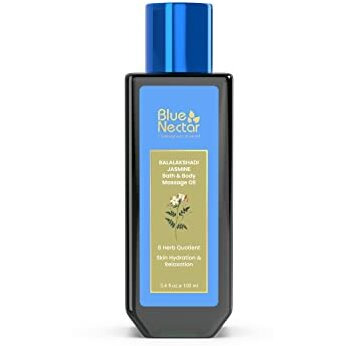 Blue Nectar Body Oil For Women & Men | Bath & Body Massage Oil With Ashwagandha & Natural Jasmine Oil | Plant Based Aromatherapy (8 Herbs, 100Ml)