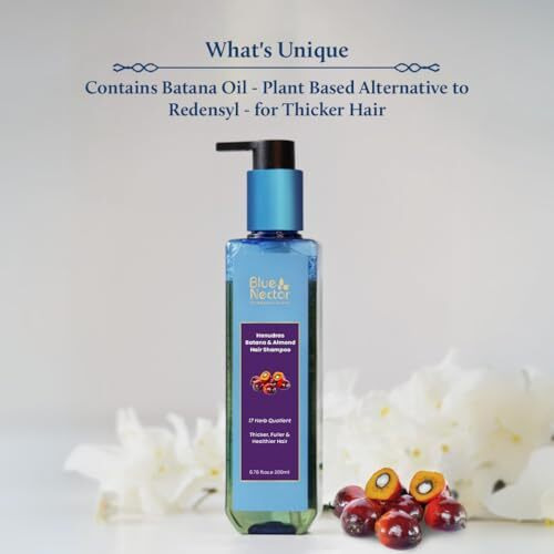 Blue Nectar Batana Hair Shampoo For Fuller & Stronger Hair | Organic Shampoo For Dry, Frizzy, Curly, And Wavy Hair | Redensyl Alternate | Shampoo For Women & Men (17 Herbs, 200Ml)