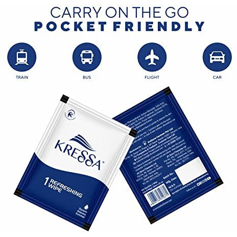Kressa Refreshing And Cleansing Wet Wipes | Ph Balanced | 1 X 50 Pouch (50), Multicolour